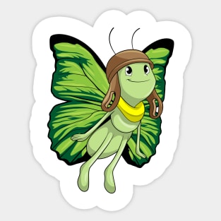 Butterfly as Pilot with Pilot hat Sticker
